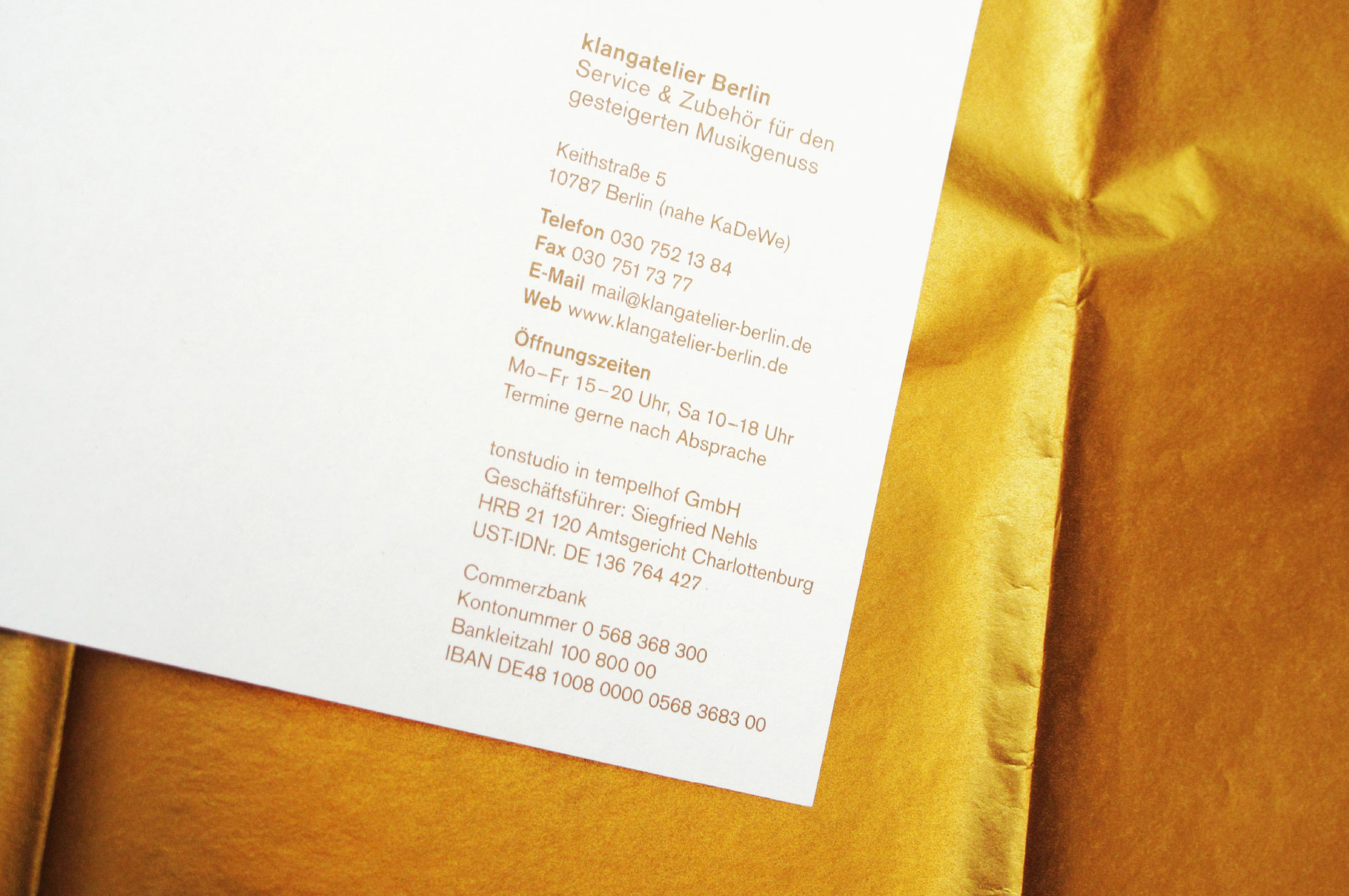 Klangatelier - stationery detail