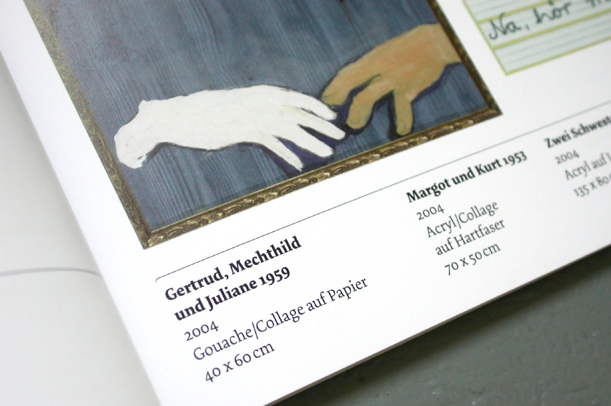 Gertrud Schleising - Detail Innenseite: Bildunterschriften
