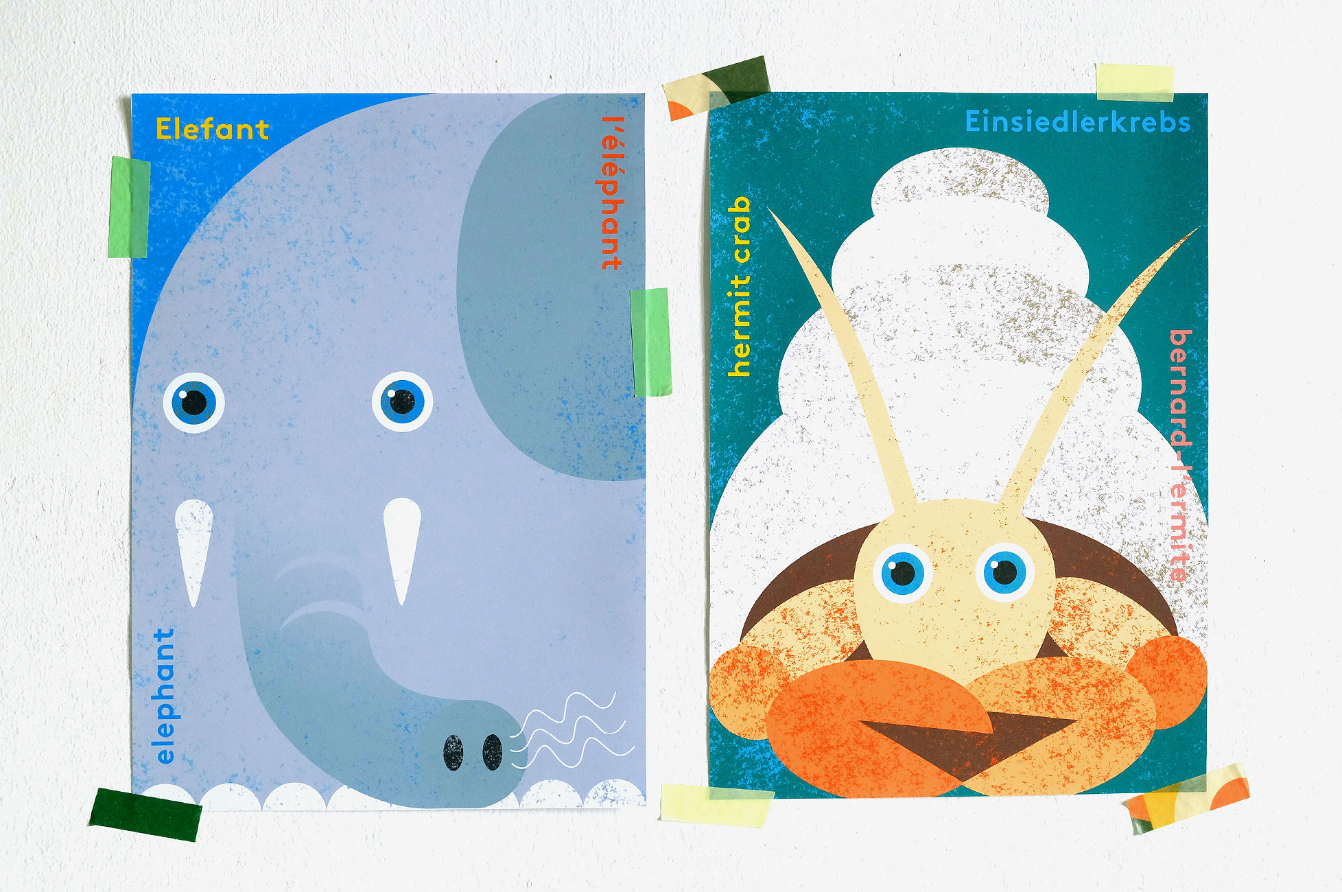 Tierposter – Elefant und Einsiedlerkrebs